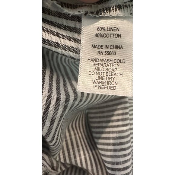 Jones New York 1X Striped Hooded Button-Front Beach Jacket linen Blend Black - Picture 3 of 6